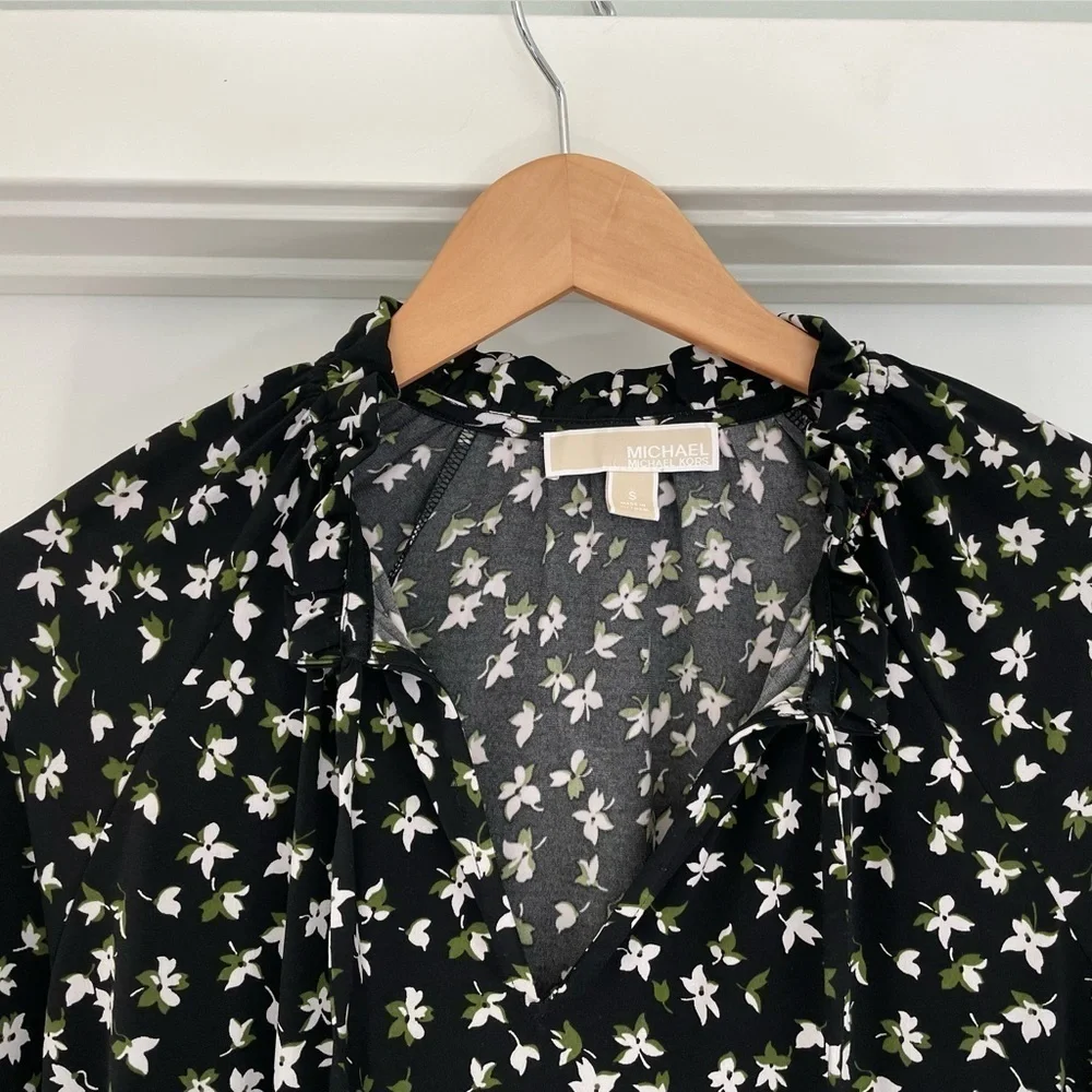 Michael Kors Dark Floral Long Sleeve Blouse S